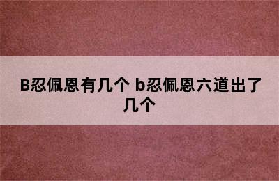 B忍佩恩有几个 b忍佩恩六道出了几个